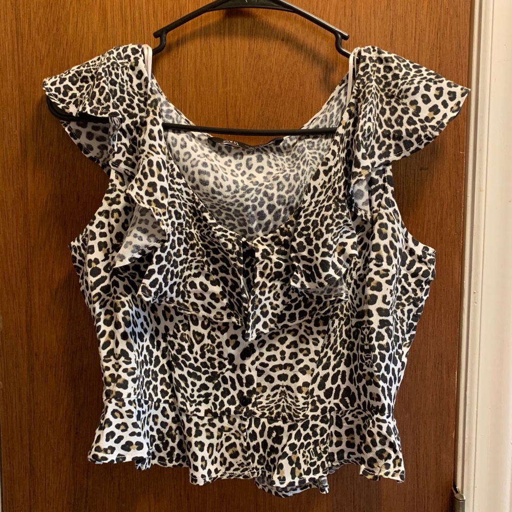 Zara Leopard Print Crop Top Size M